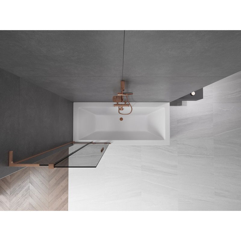 Mexen Velar L vonios pertvara, 2-jų dalių stumdoma 75 x 150 cm, grafitas, šepečiu valcuotas varis - 896-075-003-41-65