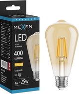 Mexen Vintis LED filamentinė lemputė E27, ST64, 4W, šilta - 2200K, 400 lm, gintarinė - L152-E27-0422-50