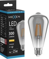 Mexen Vintis LED E27 kaitinimo siūlelio lemputė, ST64, 4W, Šilta - 2200K, 300 lm, dūmai - L152-E27-0422-70