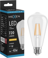 Mexen Vintis LED filamentinė lemputė E27, ST64, 6W, Šilta - 2200K, 720 lm, skaidri - L152-E27-0622-00
