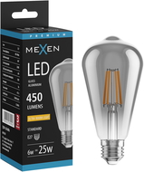Mexen Vintis LED siūlų lemputė E27, ST64, 6W, Šilta - 2200K, 450 lm, dūminė - L152-E27-0622-70