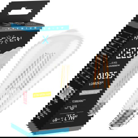 Mexen Vintis LED kaitrinė lemputė E27, ST64, 8W, Šilta - 2200K, 1055 lm, skaidri - L152-E27-0822-00