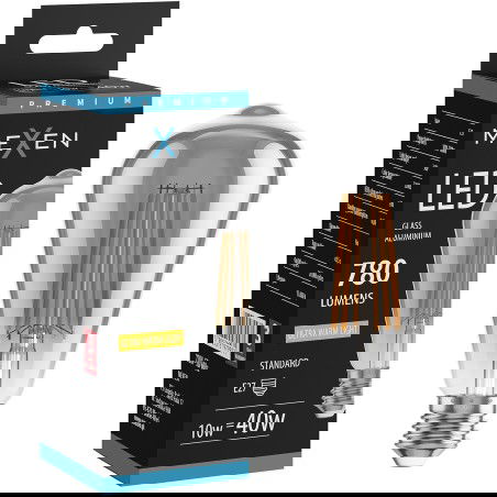 Mexen Vintis LED E27 gijų lemputė, ST64, 10W, Šilta - 2200K, 780 lm, dūminė - L152-E27-1022-70