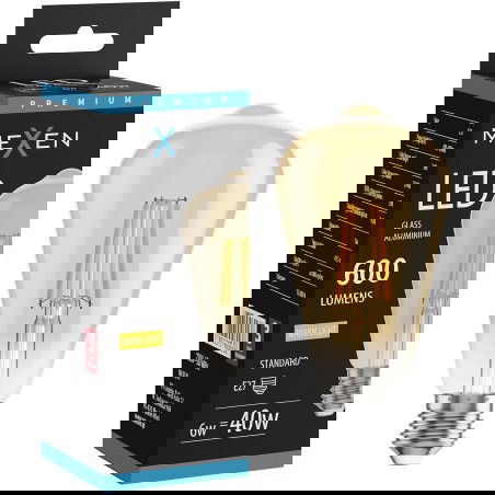 Mexen Vintis LED siūlelio lemputė E27, ST64, 6W, Šilta - 2700K, 600 lm, gintarinė - L152-E27-0627-50