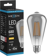 Mexen Vintis LED siūlelių lemputė E27, ST64, 8W, Šilta - 2700K, 680 lm, dūminė - L152-E27-0827-70