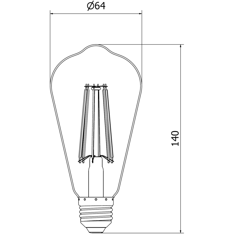 Mexen Vintis LED filamentinė lemputė E27, ST64, 10W, Šilta - 2700K, 910 lm, gintarinė - L152-E27-1027-50