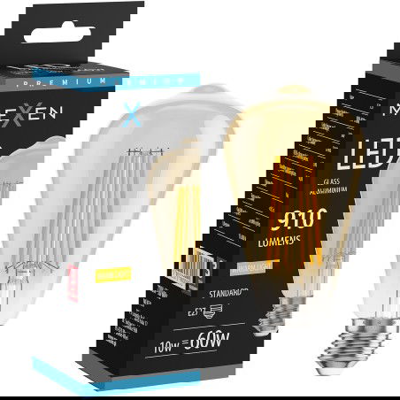 Mexen Vintis LED filamentinė lemputė E27, ST64, 10W, Šilta - 2700K, 910 lm, gintarinė - L152-E27-1027-50