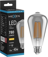 Mexen Vintis LED siūlelių lemputė E27, ST64, 10W, Šilta - 2700K, 780 lm, dūminė - L152-E27-1027-70