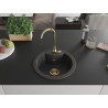 Mexen Diego 1 skyriuje granitinė virtuvės kriauklė 488 x 480 mm, juoda dėmėta, auksinis sifonas - 6512481000-76-G