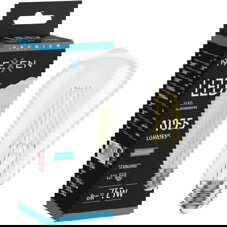 Mexen Vintis LED filamentinė lemputė E27, ST64, 8W, Šalta - 6500K, 1055 lm, skaidri - L152-E27-0865-00