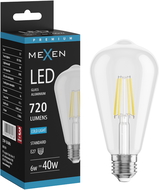 Mexen Vintis LED filamentinė lemputė E27, ST64, 6W, Šalta - 6500K, 720 lm, skaidri - L152-E27-0665-00