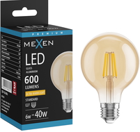 Mexen Vintis LED gijų lemputė E27, G80, 6W, Šilta - 2200K, 600 lm, gintarinis - L155-E27-0622-50