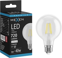 Mexen Vintis LED siūlelių lemputė E27, G80, 6W, Neutrali - 4000K, 720 lm, skaidri - L155-E27-0640-00