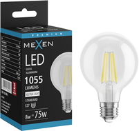 Mexen Vintis LED siūlelio lemputė E27, G80, 8W, Neutrali - 4000K, 1055 lm, skaidri - L155-E27-0840-00