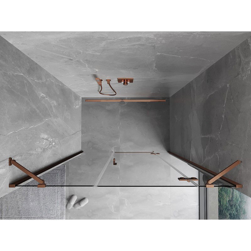 Mexen Mist-H dešinės pusės dušo durys, 125 cm, permatomos, valcuotas varis - 8A5-125-001-65-00-P