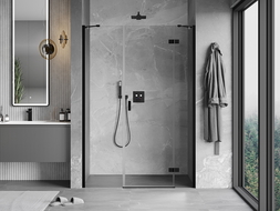 Mexen Mist-H dešrinė dušo durys, atidaromos dešinė 130 cm, skaidrios, juodos - 8A5-130-001-70-00-P