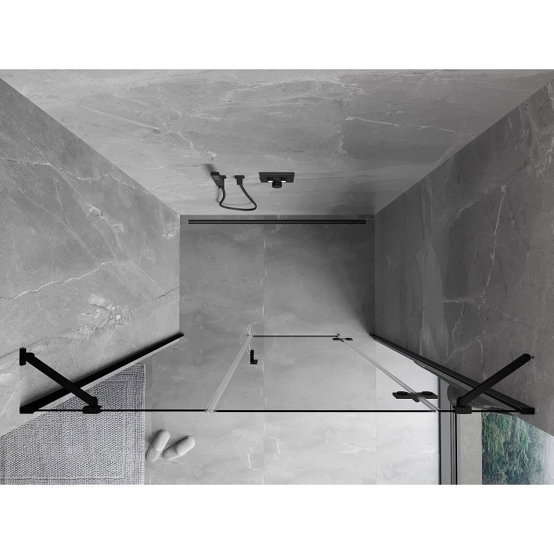 Mexen Mist-H dušų durys atveriamos dešinės 140 cm, skaidrios, juodos - 8A5-140-001-70-00-P