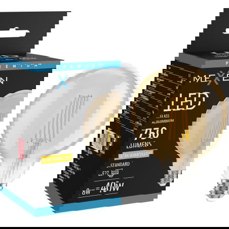 Mexen Vintis LED filamentinė lemputė E27, G125, 8W, Šilta - 2200K, 750 lm, gintarinė - L158-E27-0822-50