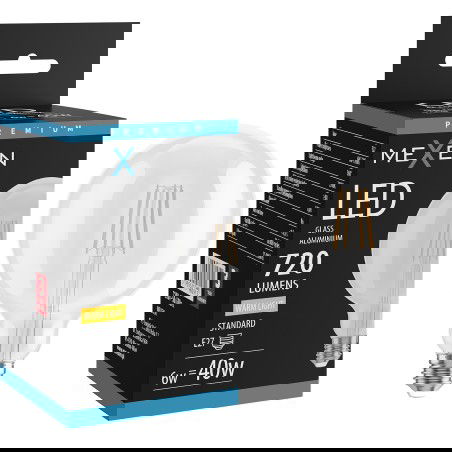 Mexen Vintis LED lemputė su E27 sriegiu, G125, 6 W, Šilta - 2700K, 720 lm, skaidri - L158-E27-0627-00