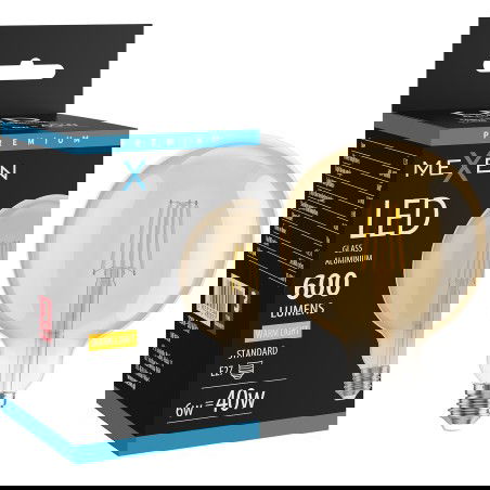 Mexen Vintis LED filamentinė lemputė E27, G125, 6W, Šilta - 2700K, 600 lm, gintarinė - L158-E27-0627-50