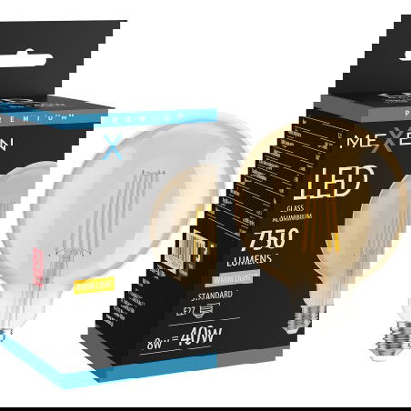 Mexen Vintis LED siūlų lemputė E27, G125, 8W, Šilta - 2700K, 750 lm, gintaro - L158-E27-0827-50