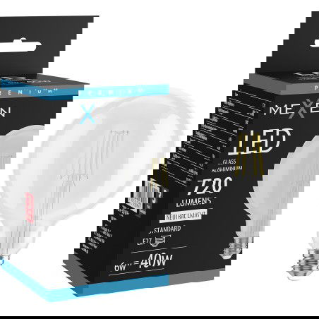 Mexen Vintis LED siūlelio lemputė E27, G125, 6W, Neutralus - 4000K, 720 lm, skaidrus - L158-E27-0640-00