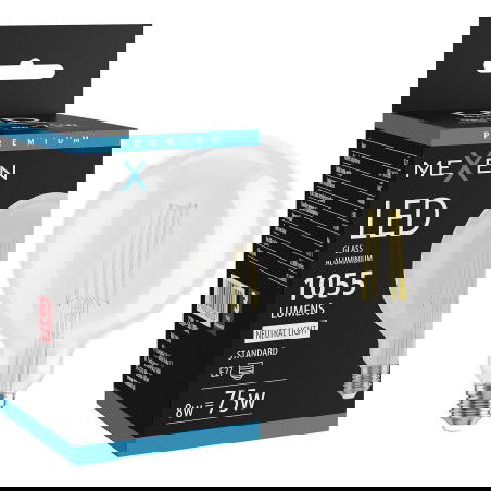 Mexen Vintis LED filamentinė lemputė E27, G125, 8W, Neutrali - 4000K, 1055 lm, skaidri - L158-E27-0840-00