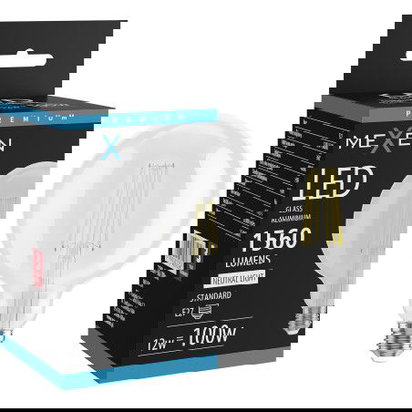 Mexen Vintis LED gijų lemputė E27, G125, 12W, Neutrinė - 4000K, 1560 lm, skaidri - L158-E27-1240-00