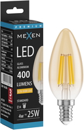 Mexen Vintis LED gijų lemputė E14, C35, 4W, Šilta - 2200K, 400 lm, gintarinė - L154-E14-0422-50