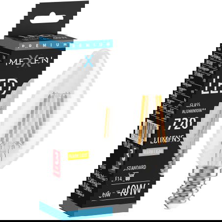 Mexen Vintis LED siūlelio lemputė E14, C35, 6W, Šilta - 2700K, 720 lm, skaidri - L154-E14-0627-00