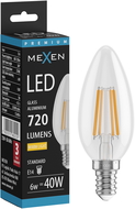 Mexen Vintis LED siūlelio lemputė E14, C35, 6W, Šilta - 2700K, 720 lm, skaidri - L154-E14-0627-00