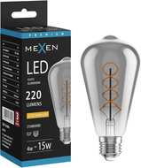 Mexen Vintis LED lemputė su siūlės spirale E27, ST64, 4W, Šilta - 2200K, 220 lm, dūminė - L162-E27-0422-70