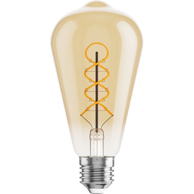 Mexen Vintis LED kaitinamosios spiralės lemputė E27, ST64, 6W, Šilta - 2200K, 530 lm, gintarinė - L162-E27-0622-50