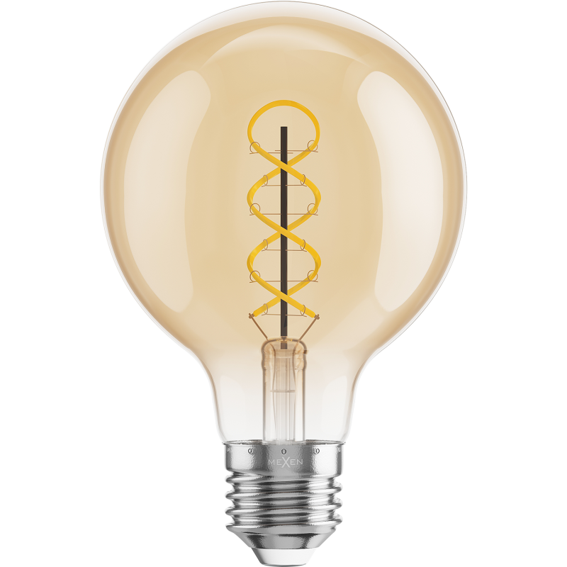 Mexen Vintis LED siūlo spiralė lemputė E27, G80, 6W, Šilta - 2200K, 530 lm, gintarinė - L165-E27-0622-50