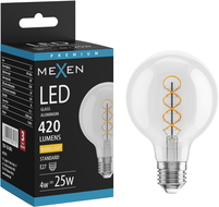 Mexen Vintis LED kaitinamosios spiralės lemputė E27, G80, 4W, Šilta - 2700K, 420 lm, skaidri - L165-E27-0427-00