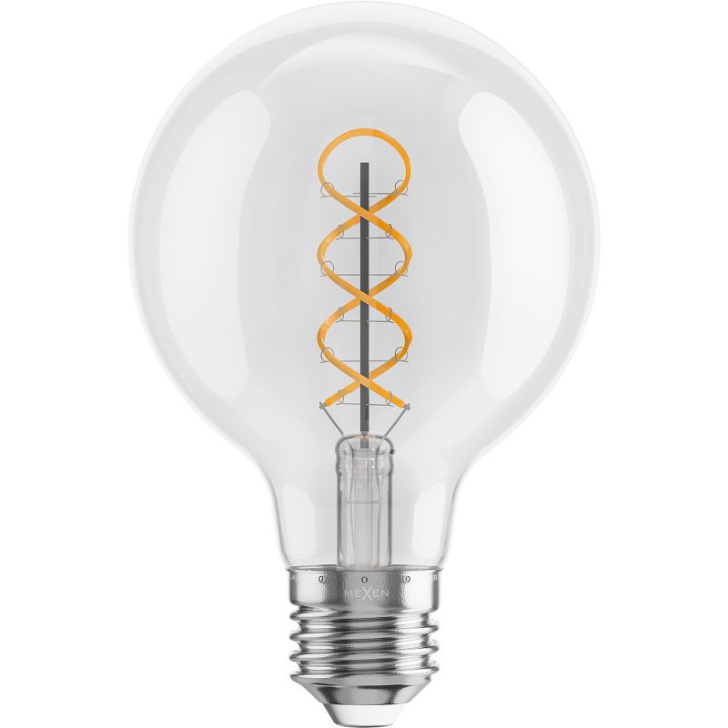 Mexen Vintis LED gijų spiralės lemputė E27, G80, 6W, Šilta - 2700K, 630 lm, skaidri - L165-E27-0627-00