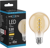 Mexen Vintis Spiralinė LED E27 G80 lemputė, 6W, Šilta - 2700K, 530 lm, gintarinė - L165-E27-0627-50