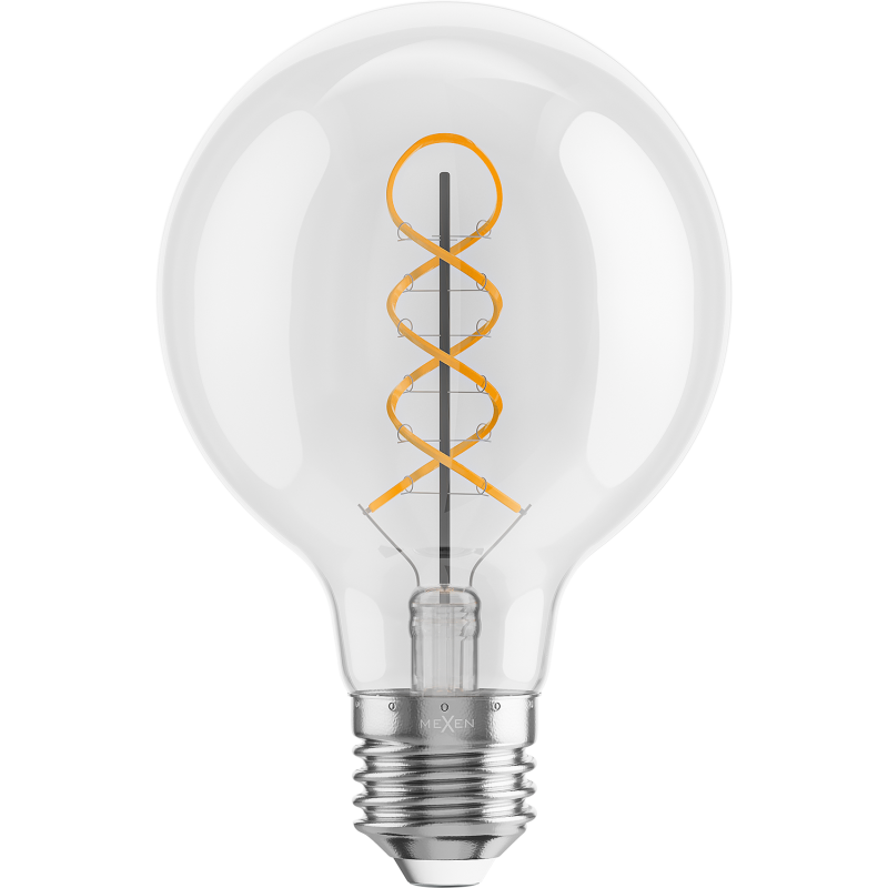 Mexen Vintis LED siūlelio spiralė lemputė E27, G80, 8W, Šiltas - 2700K, 750 lm, skaidrus - L165-E27-0827-00