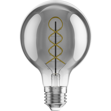 Mexen Vintis LED kaitrinė spiralės lemputė E27, G80, 8W, šilta - 2700K, 510 lm, dūminė - L165-E27-0827-70