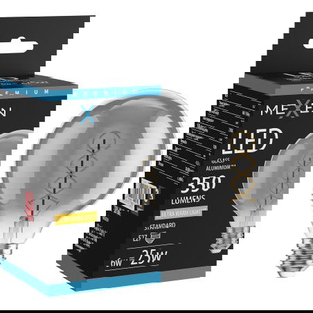 Mexen Vintis LED siūlų spiralės lemputė E27, G95, 6W, Šiltas - 2200K, 350 lm, dūminė - L167-E27-0622-70