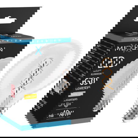 Mexen Vintis LED kaitrinė lempa spiralės formos E27, G95, 6W, šilta - 2700K, 630 lm, skaidri - L167-E27-0627-00