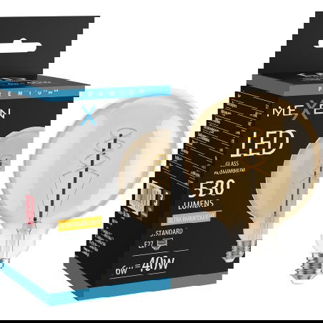 Mexen Vintis LED E27 sriegio G125 6W spiralės kaitinamosios lemputės, šilta - 2200K, 530 lm, gintarinė - L168-E27-0622-50