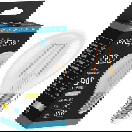 Mexen Vintis LED siūlelio lemputė E14, G45, 2W, Šilta - 2700K, 240 lm, skaidri - L156-E14-0227-00