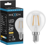 Mexen Vintis LED siūlelio lemputė E14, G45, 2W, Šilta - 2700K, 240 lm, skaidri - L156-E14-0227-00