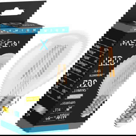Mexen Vintis LED filamento lemputė E14, G45, 6W, Šilta - 2700K, 720 lm, skaidri - L156-E14-0627-00