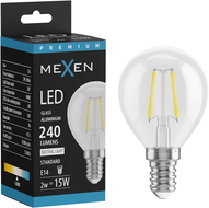 Mexen Vintis LED kaitinimo siūlelio lemputė E14, G45, 2W, Neutralus - 4000K, 240 lm, skaidri - L156-E14-0240-00