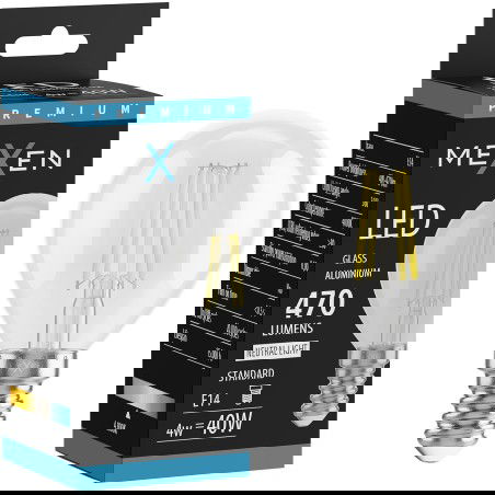 Mexen Vintis LED filamentinė lemputė E14, G45, 4W, Neutrali - 4000K, 470 lm, skaidri - L156-E14-0427-00 - L156-E14-0440-00
