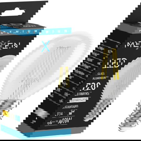 Mexen Vintis LED siūlelio lemputė E14, G45, 6W, Neutralus - 4000K, 720 lm, skaidri - L156-E14-0640-00