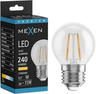 Mexen Vintis LED filamentinė lemputė E27, G45, 2W, Šilta - 2700K, 240 lm, skaidri - L156-E27-0227-00