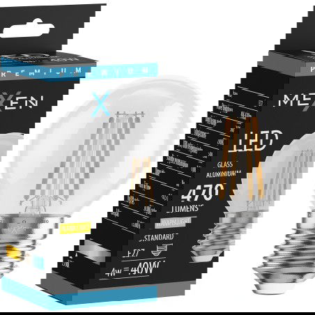 Mexen Vintis LED siūlelio lemputė E27, G45, 4W, Šilta - 2700K, 470 lm, skaidri - L156-E27-0427-00